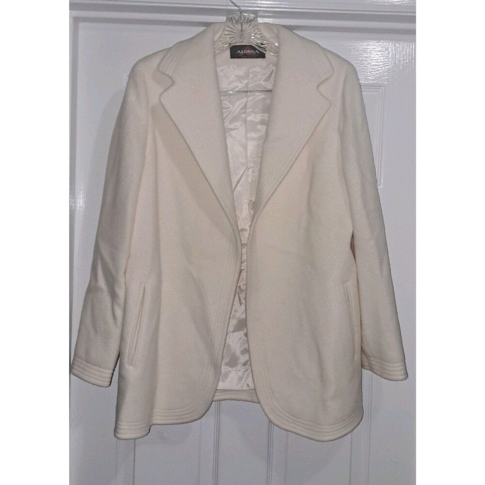 Vintage Alorna cream open-front wool Blend Blazer Jacket